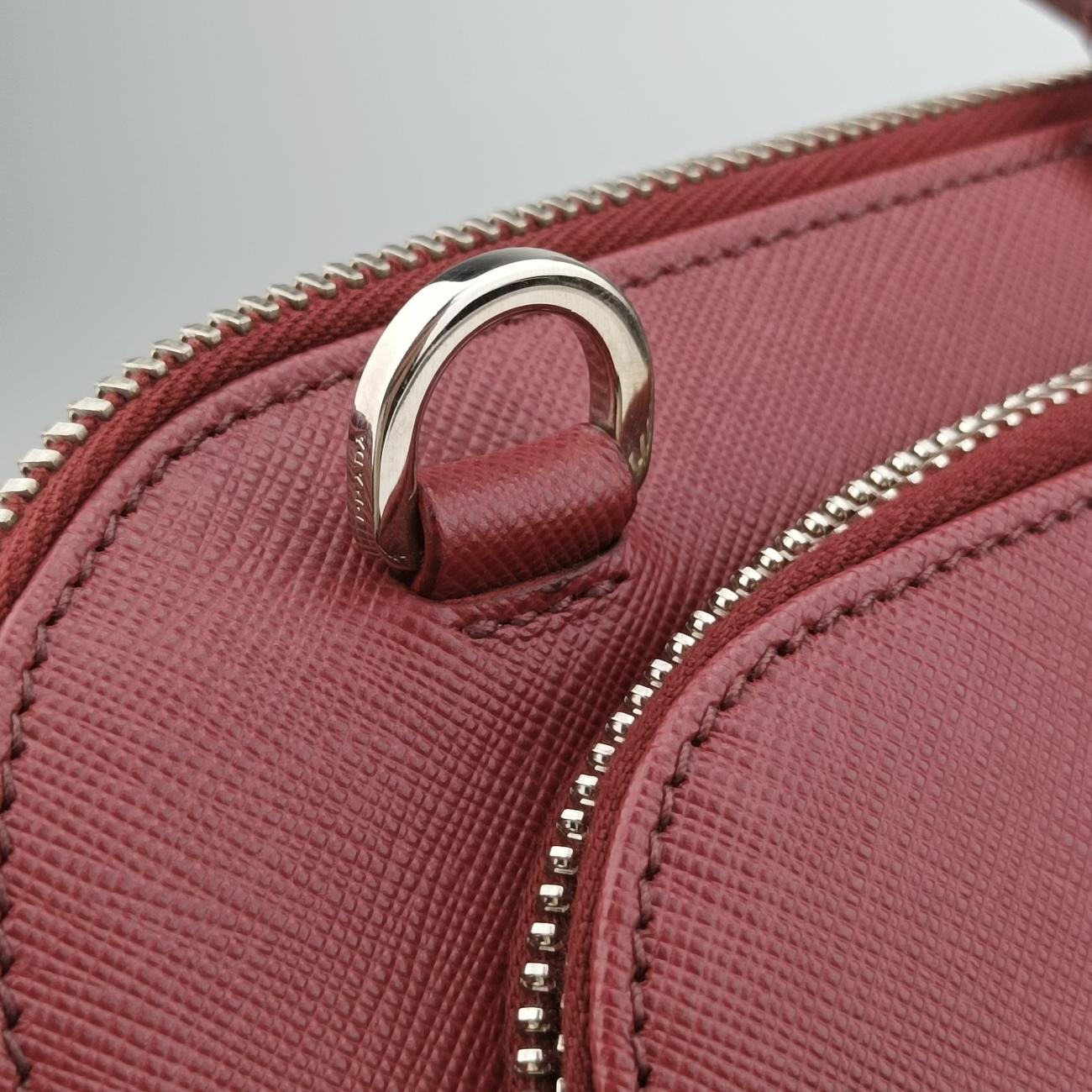 Vintage Prada Triangle Logo Plate Red Saffiano Leather  handbag | stylenewstar