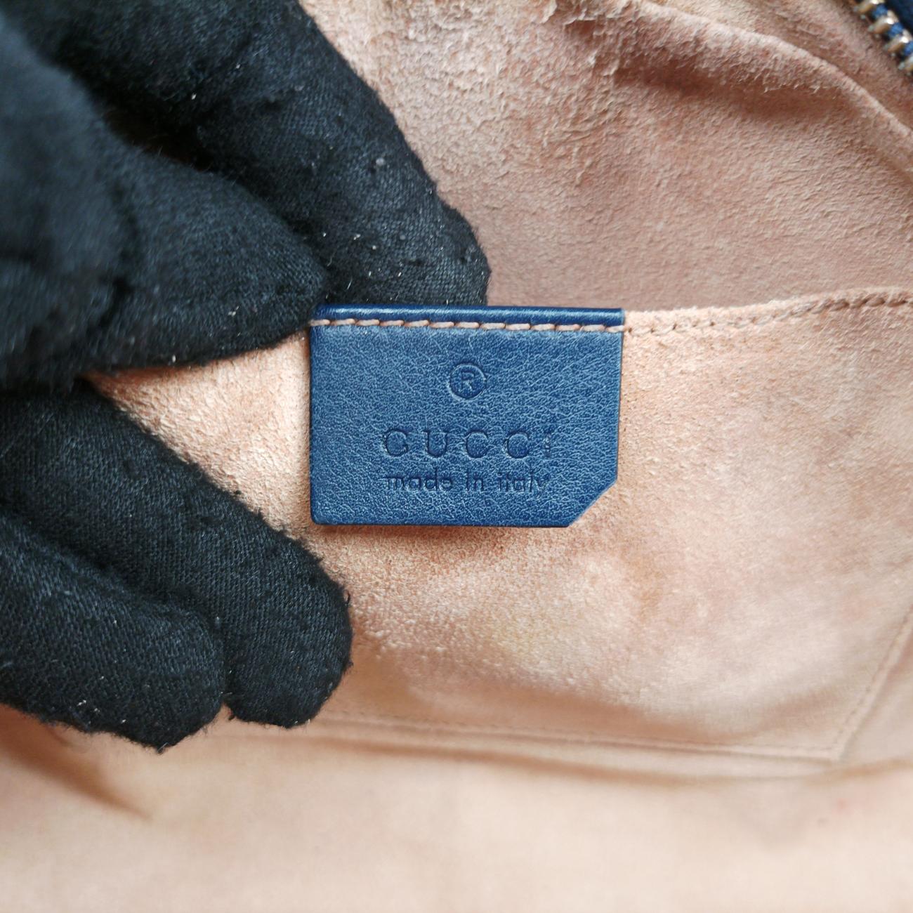 Pre-owned Gucci GG Marmont Navy×Multicolour Leather 447632 shoulderbag | stylenewstar