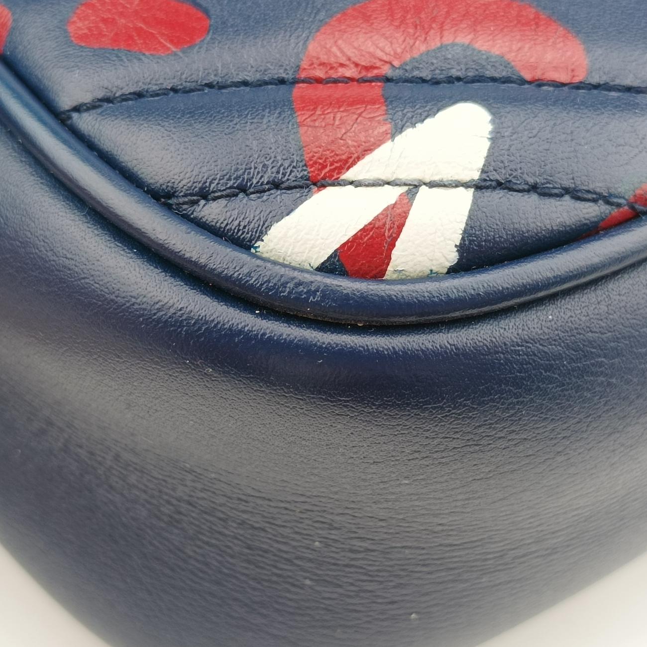 Pre-owned Gucci GG Marmont Navy×Multicolour Leather 447632 shoulderbag | stylenewstar