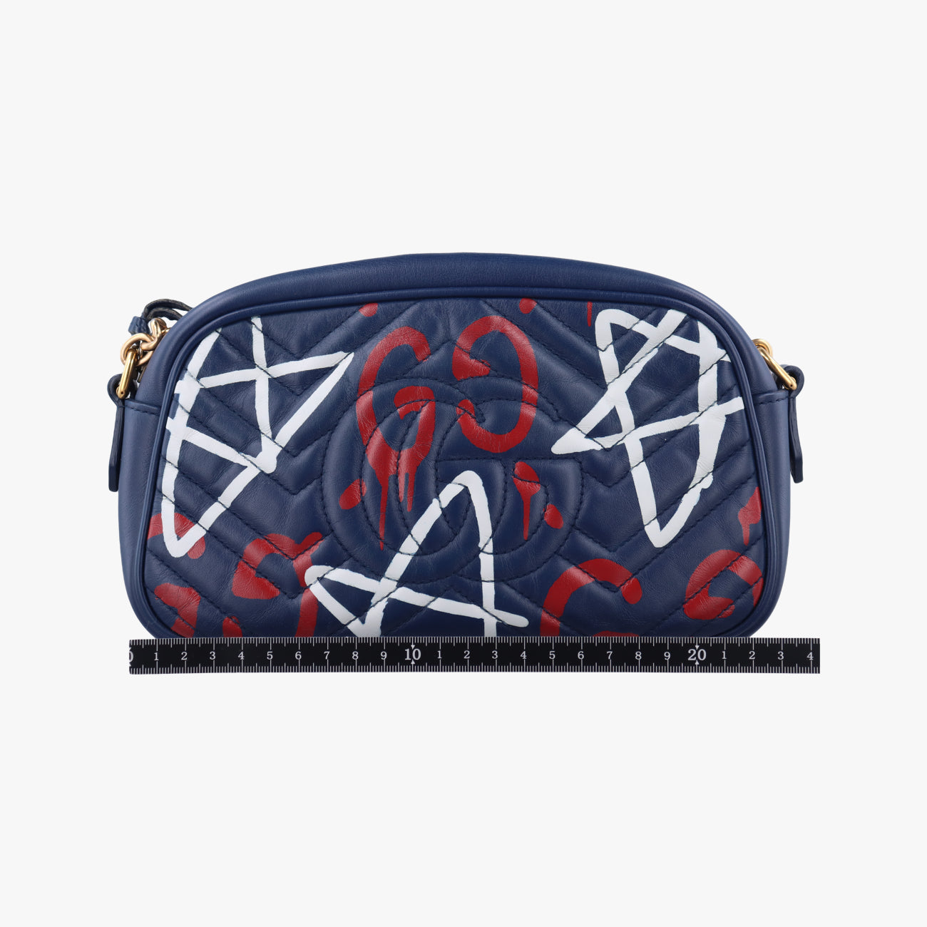 Pre-owned Gucci GG Marmont Navy×Multicolour Leather 447632 shoulderbag | stylenewstar