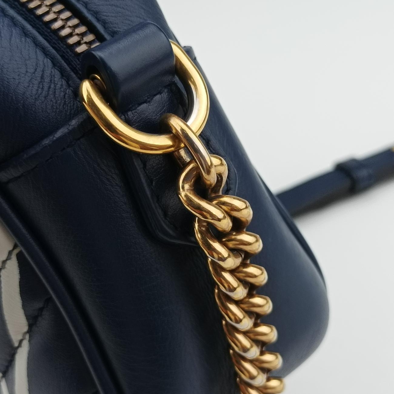 Pre-owned Gucci GG Marmont Navy×Multicolour Leather 447632 shoulderbag | stylenewstar