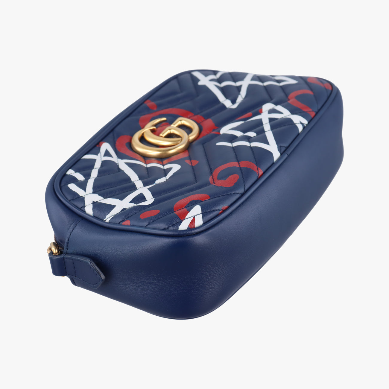 Pre-owned Gucci GG Marmont Navy×Multicolour Leather 447632 shoulderbag | stylenewstar