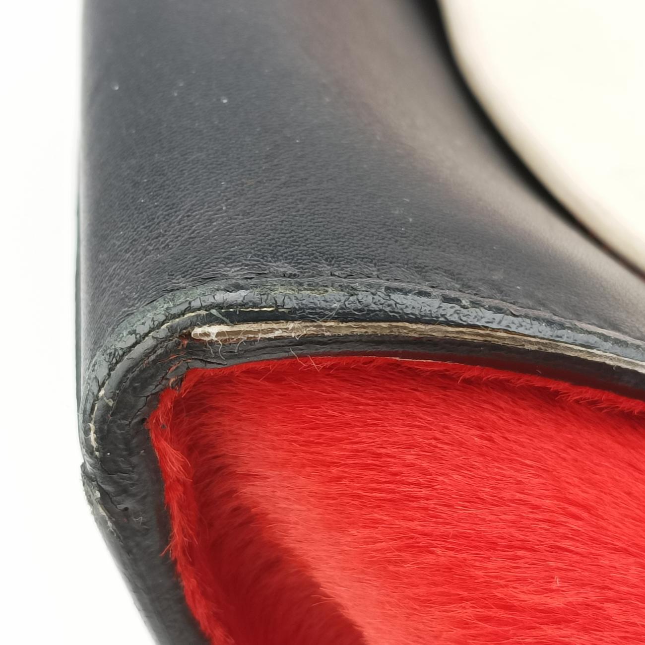 Pre-owned Celine Trapèze Red x Black x White Leather x Ponyhair  shoulderbag | stylenewstar