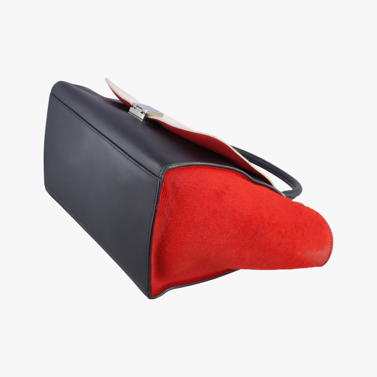 Pre-owned Celine Trapèze Red x Black x White Leather x Ponyhair  shoulderbag | stylenewstar