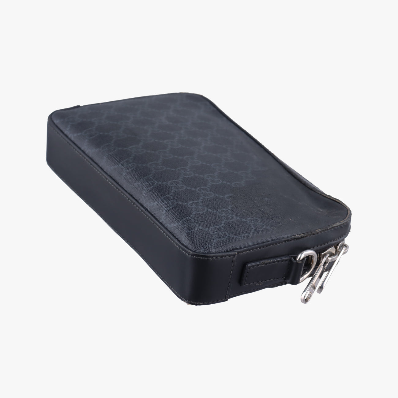 Pre-owned Gucci GG Supreme Navy PVC coated canvas 495562 clutchbag | stylenewstar