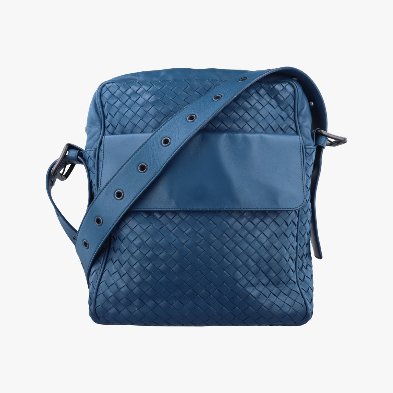 Pre-owned Bottega Veneta Intrecciato Blue lambskin  shoulderbag | stylenewstar