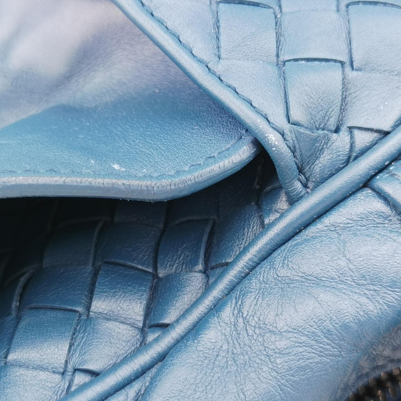 Pre-owned Bottega Veneta Intrecciato Blue lambskin  shoulderbag | stylenewstar