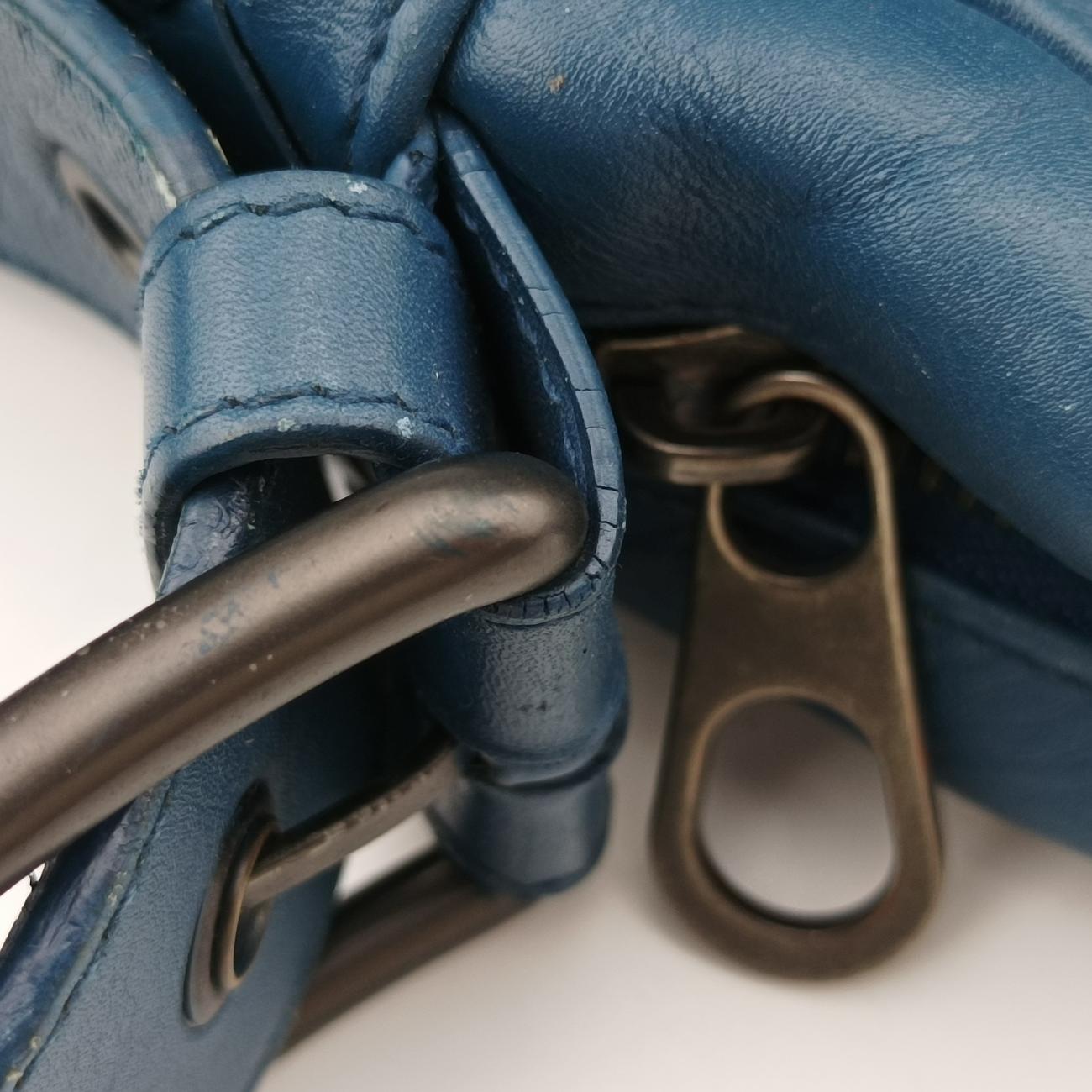 Pre-owned Bottega Veneta Intrecciato Blue lambskin  shoulderbag | stylenewstar