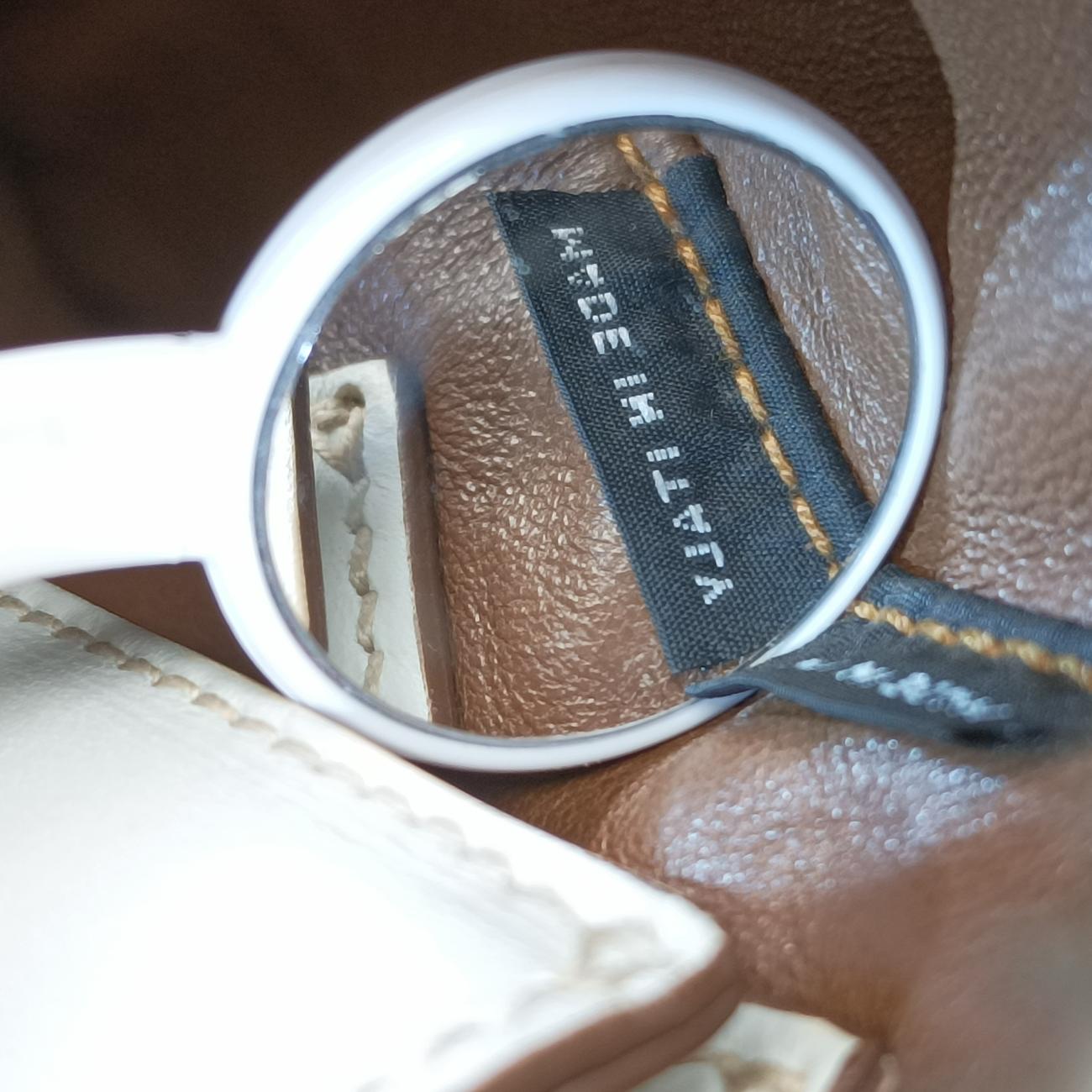 Vintage Prada City calf stitch handle Beige x White Leather BL0920 shoulderbag | stylenewstar