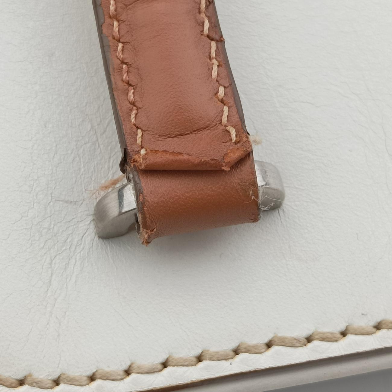 Vintage Prada City calf stitch handle Beige x White Leather BL0920 shoulderbag | stylenewstar