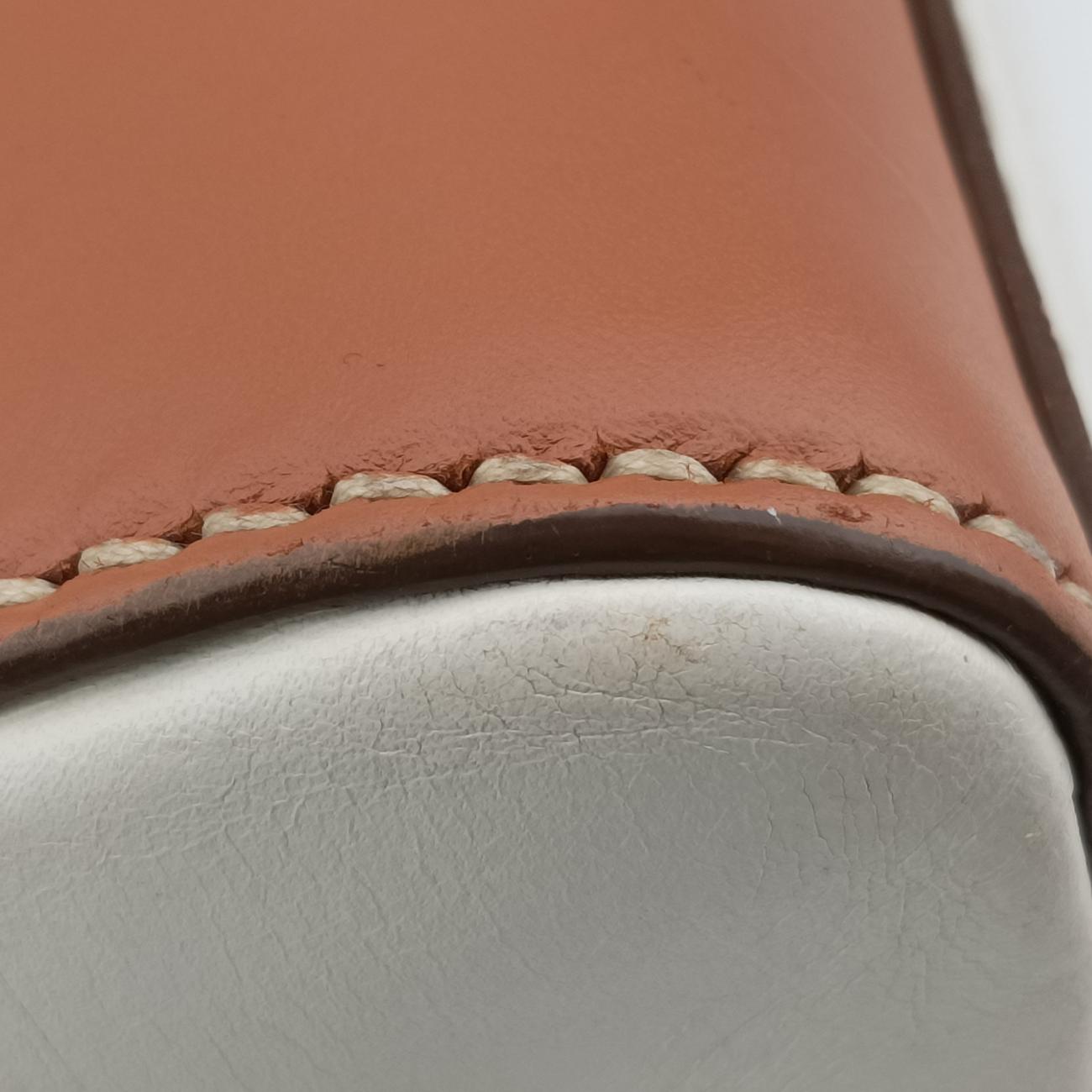 Vintage Prada City calf stitch handle Beige x White Leather BL0920 shoulderbag | stylenewstar