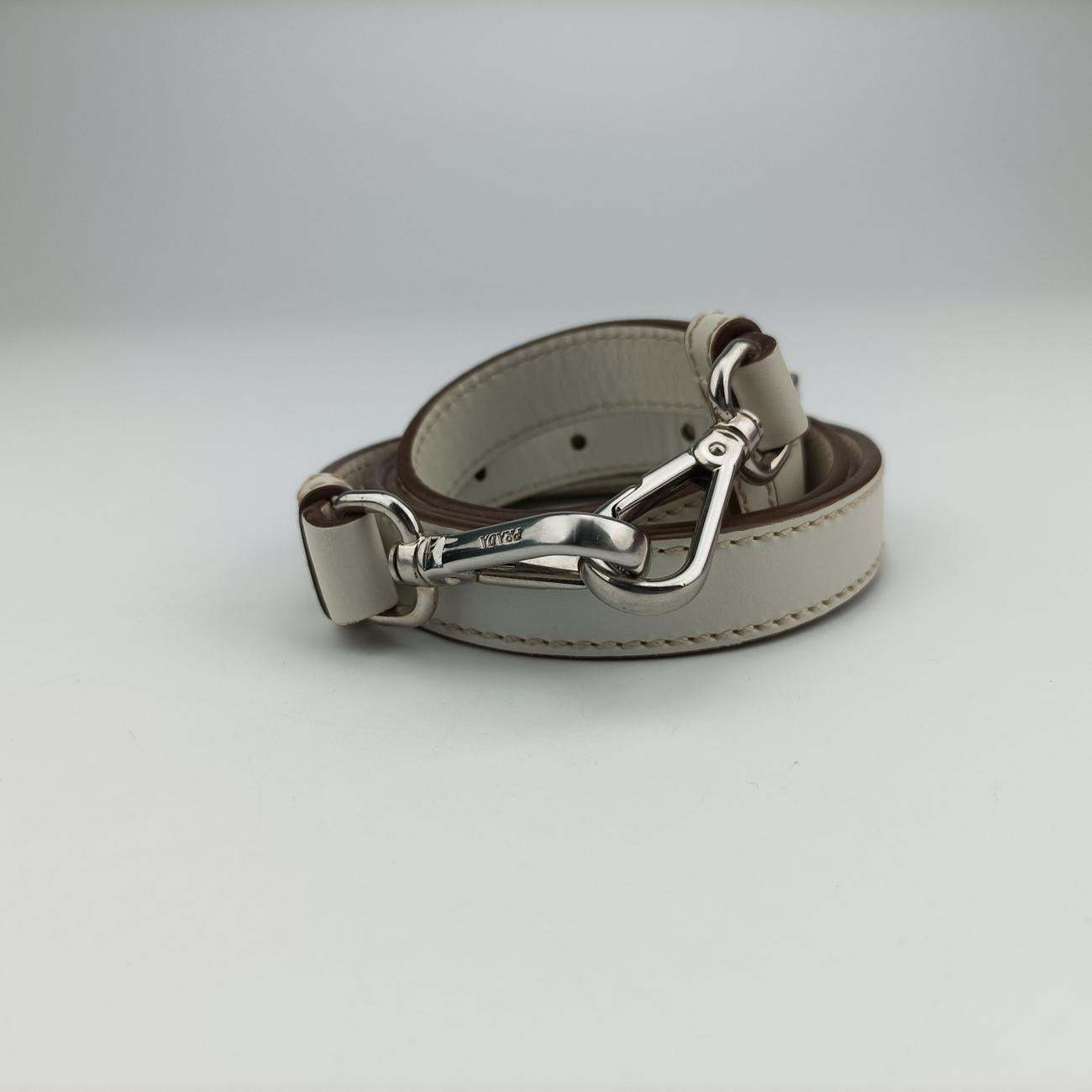 Vintage Prada City calf stitch handle Beige x White Leather BL0920 shoulderbag | stylenewstar