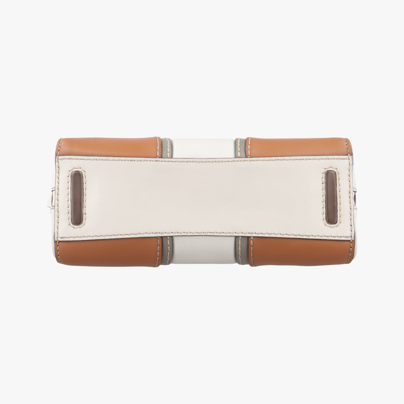 Vintage Prada City calf stitch handle Beige x White Leather BL0920 shoulderbag | stylenewstar