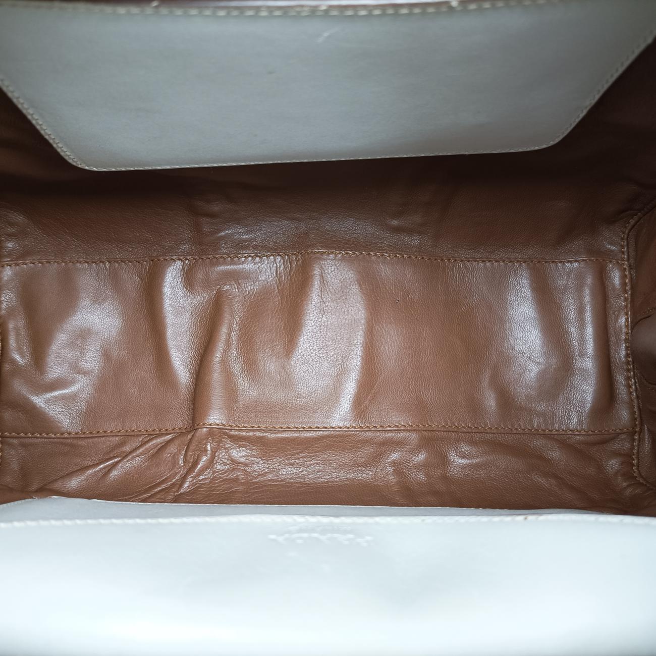 Vintage Prada City calf stitch handle Beige x White Leather BL0920 shoulderbag | stylenewstar