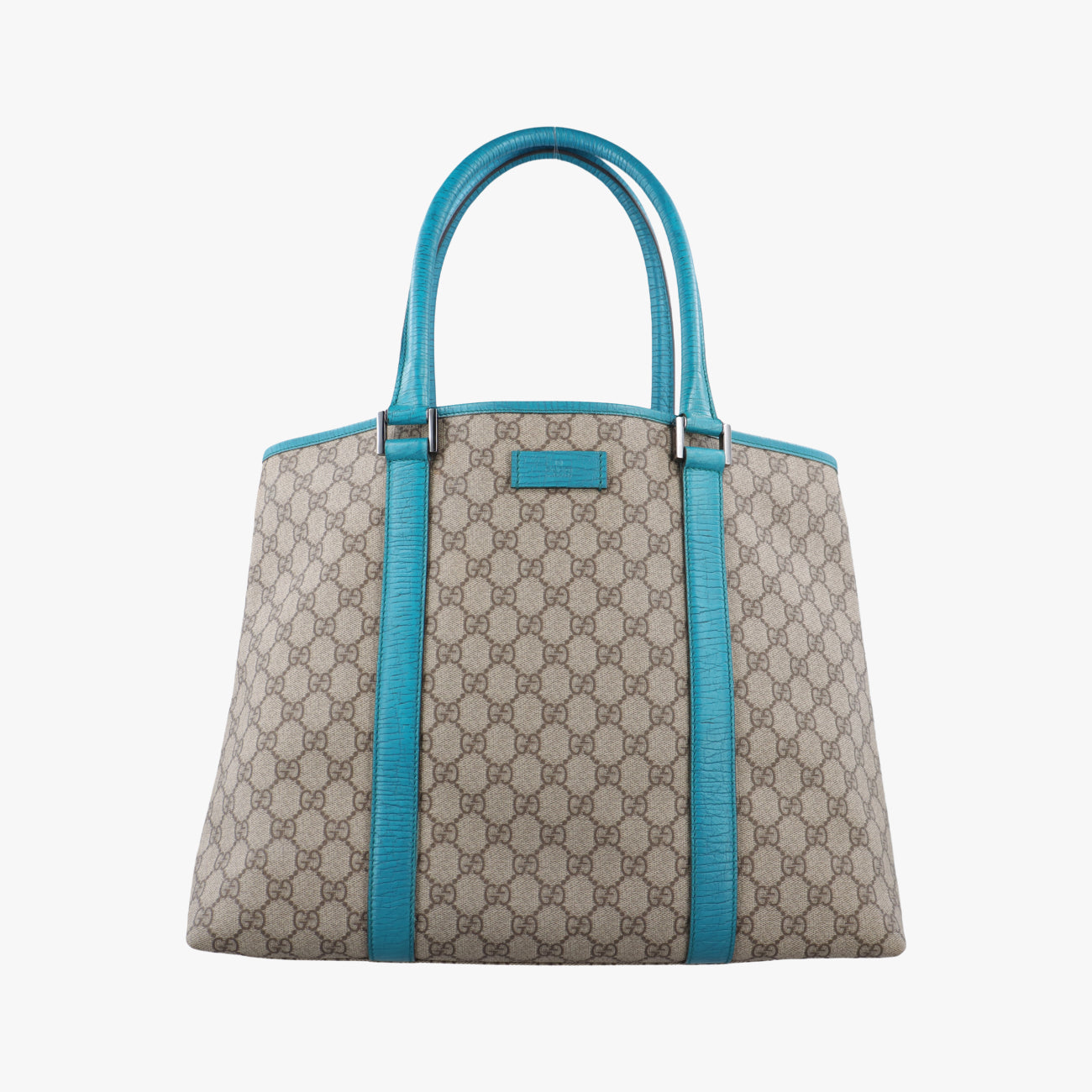 Pre-owned Gucci GG Supreme Beige x Blue PVC coated canvas 114288 handbag | stylenewstar
