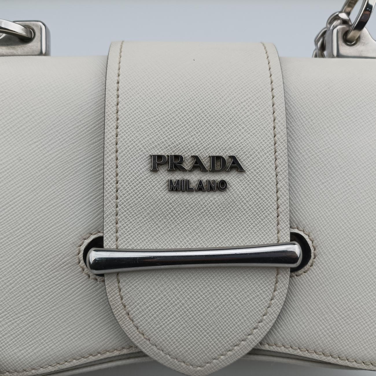 Vintage Prada Sidonie White SAFFIANO　Leather 1BD219 shoulderbag | stylenewstar
