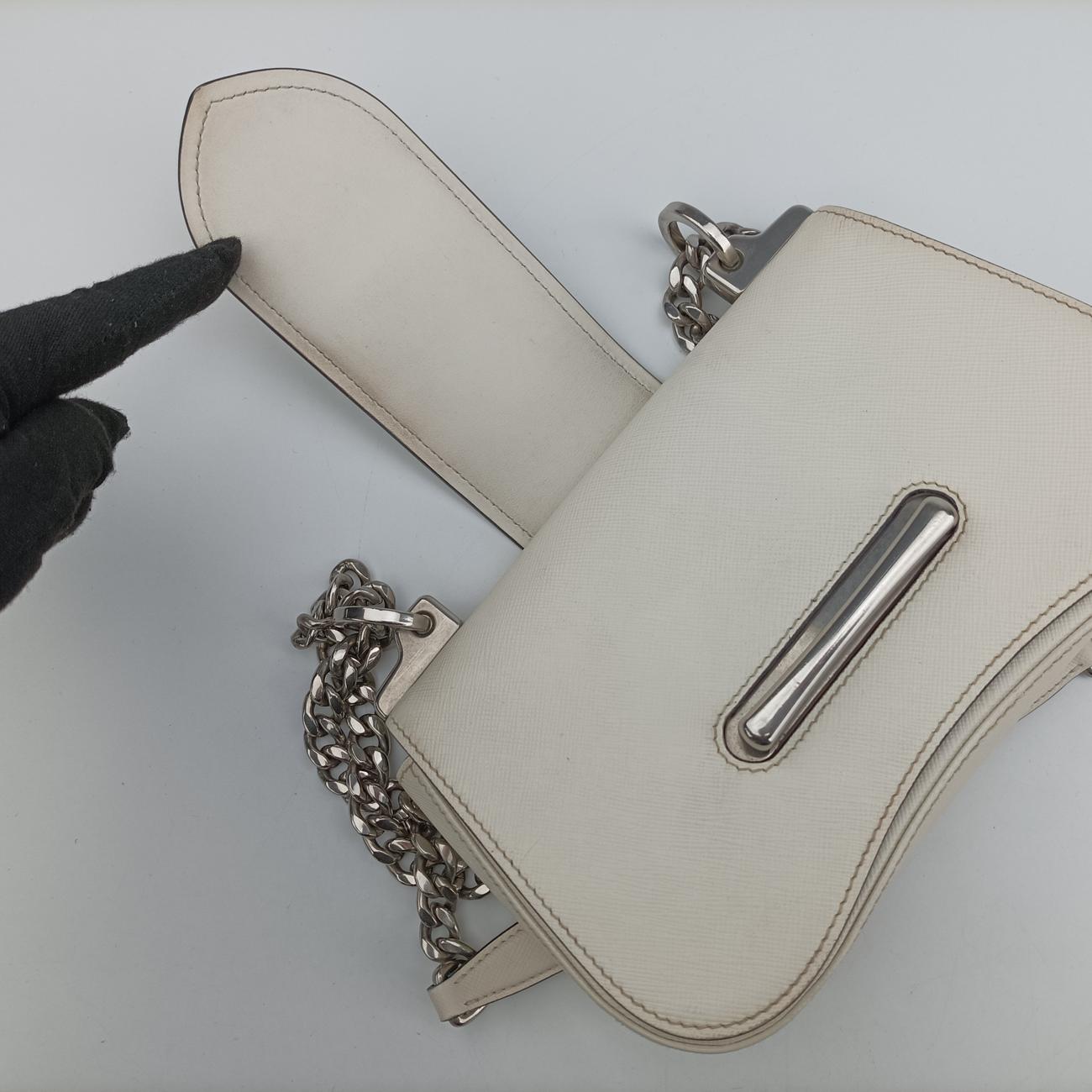 Vintage Prada Sidonie White SAFFIANO　Leather 1BD219 shoulderbag | stylenewstar