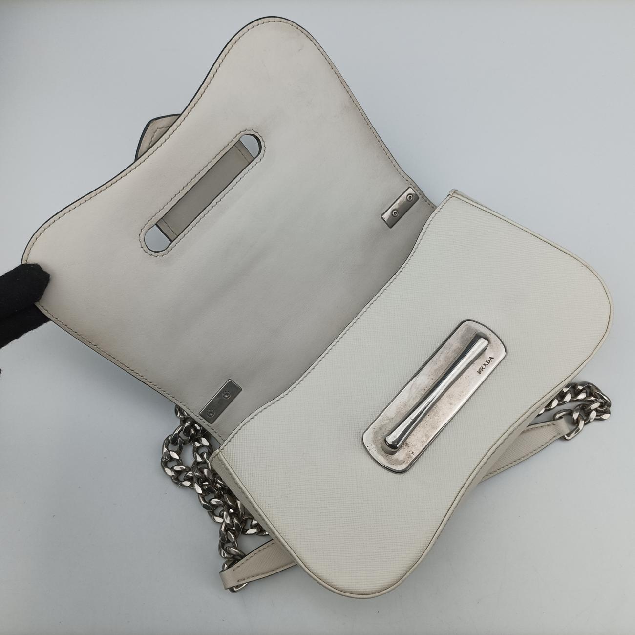 Vintage Prada Sidonie White SAFFIANO　Leather 1BD219 shoulderbag | stylenewstar