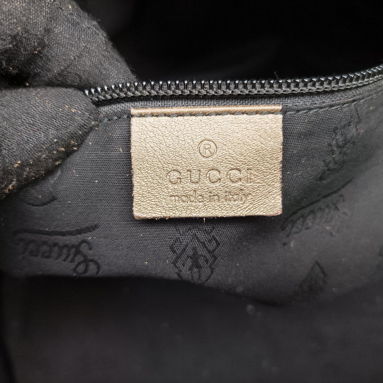 Pre-owned Gucci GG Imprime Metallic Gray Gold PVC coated canvas 211137 shoulderbag | stylenewstar