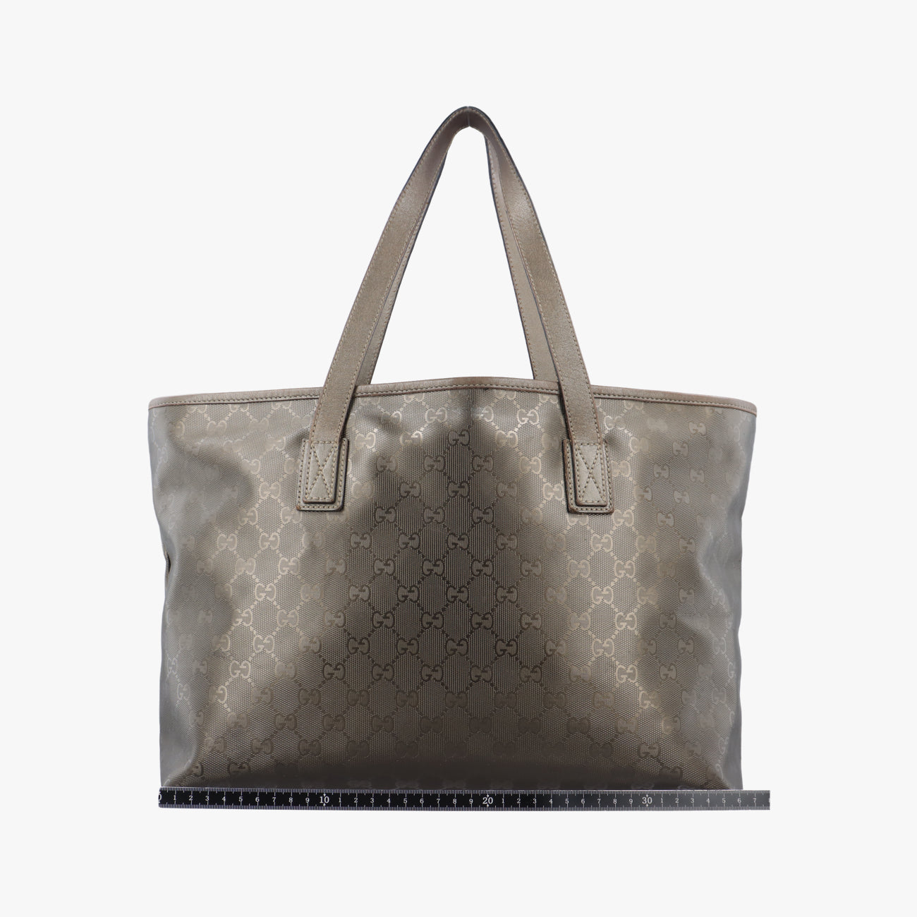 Pre-owned Gucci GG Imprime Metallic Gray Gold PVC coated canvas 211137 shoulderbag | stylenewstar