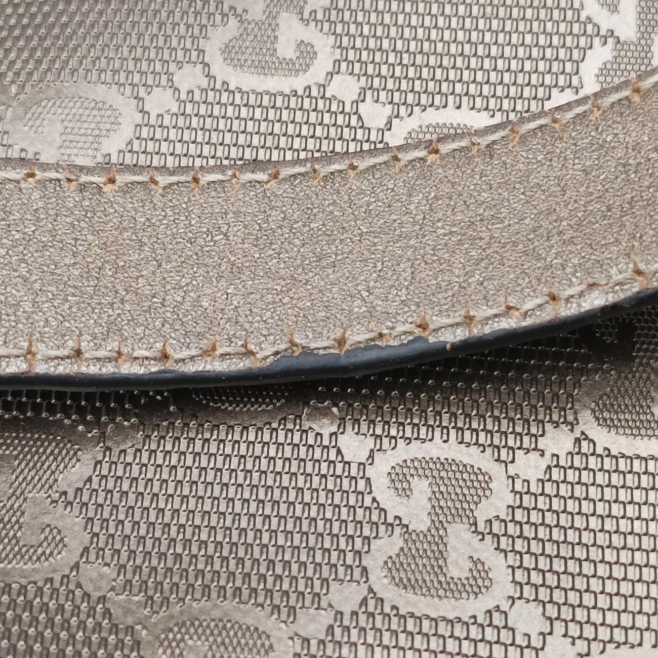 Pre-owned Gucci GG Imprime Metallic Gray Gold PVC coated canvas 211137 shoulderbag | stylenewstar