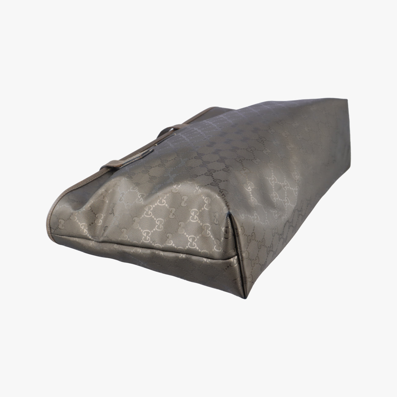 Pre-owned Gucci GG Imprime Metallic Gray Gold PVC coated canvas 211137 shoulderbag | stylenewstar