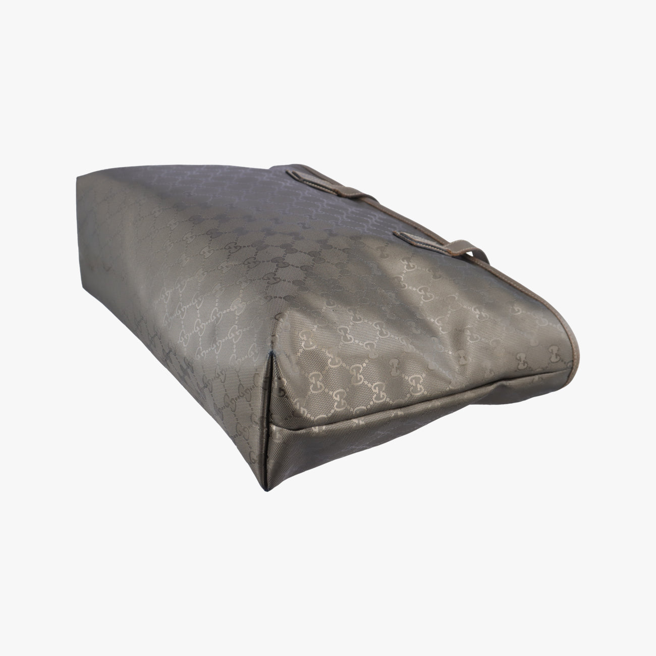 Pre-owned Gucci GG Imprime Metallic Gray Gold PVC coated canvas 211137 shoulderbag | stylenewstar