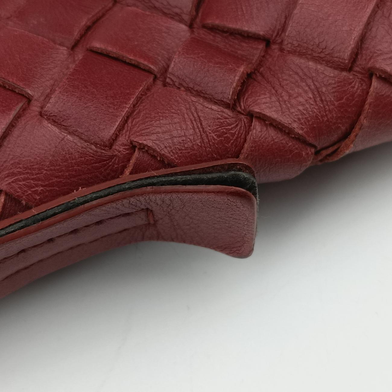 Pre-owned Bottega Veneta Intrecciato Burgundy lambskin  shoulderbag | stylenewstar