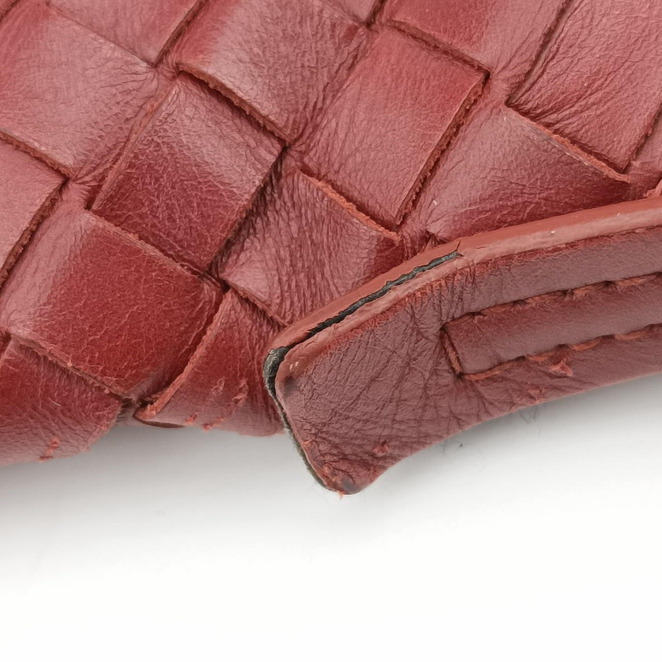 Pre-owned Bottega Veneta Intrecciato Burgundy lambskin  shoulderbag | stylenewstar