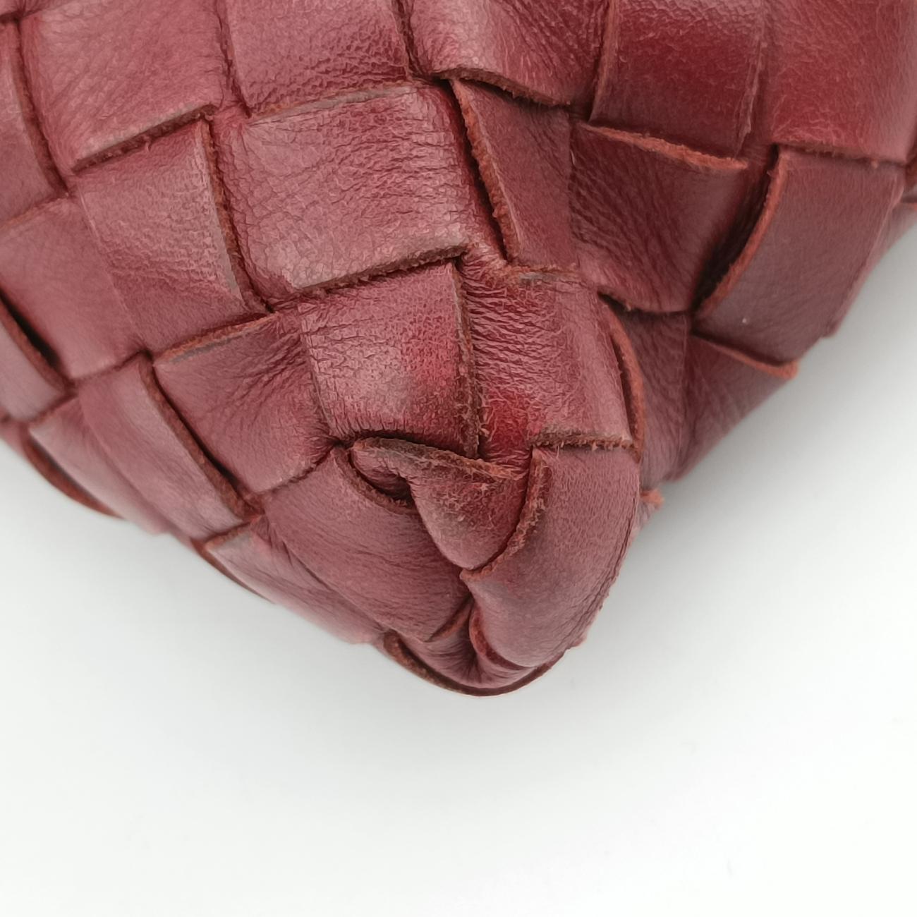 Pre-owned Bottega Veneta Intrecciato Burgundy lambskin  shoulderbag | stylenewstar