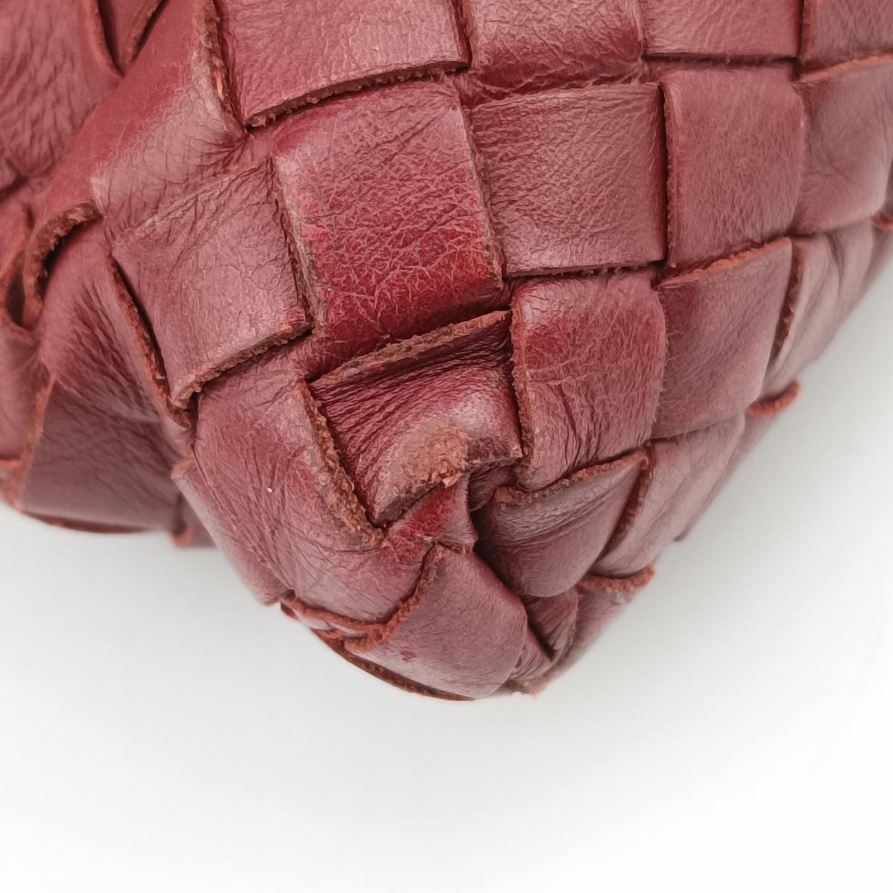 Pre-owned Bottega Veneta Intrecciato Burgundy lambskin  shoulderbag | stylenewstar