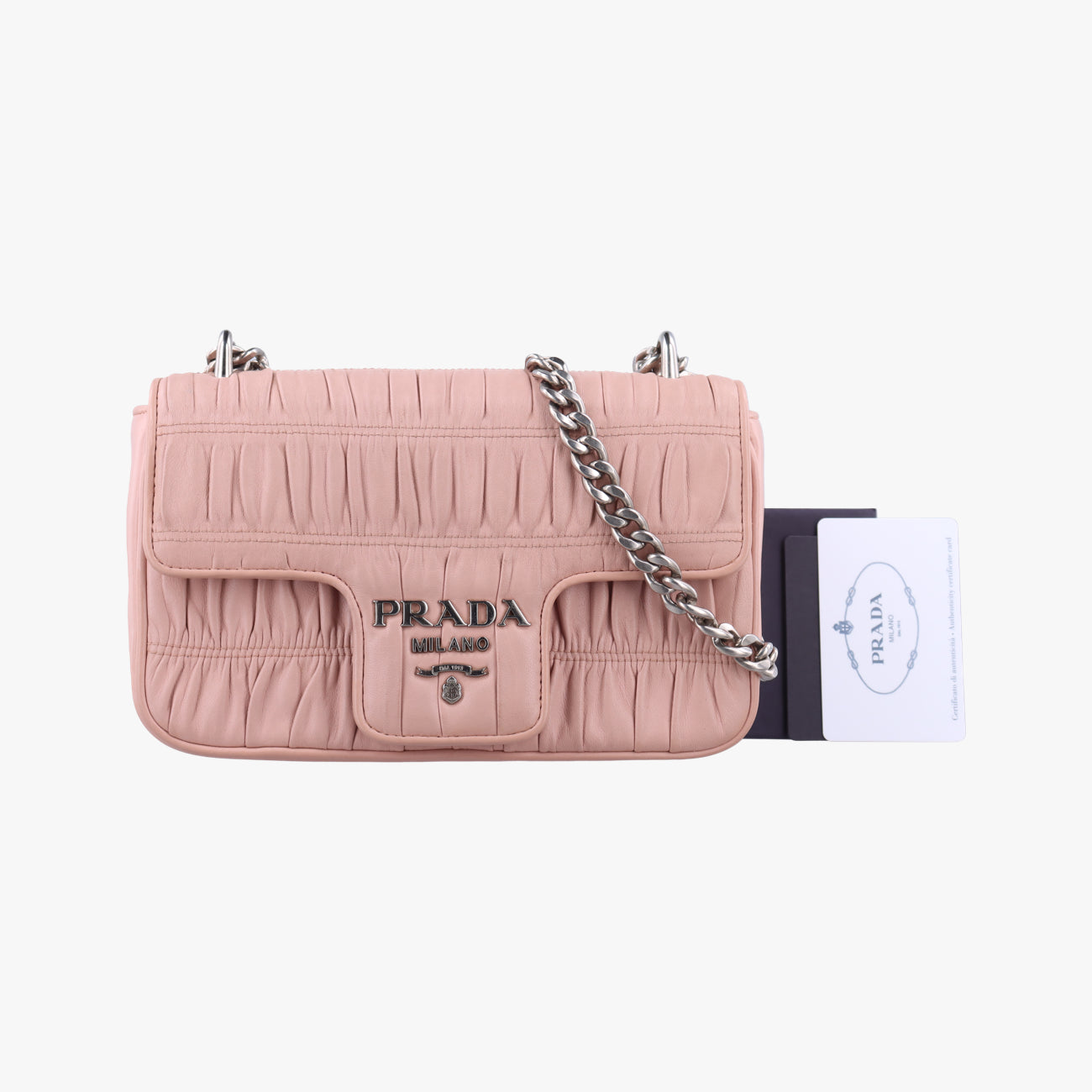 Pre-owned Prada Nappa Gaufre Pink Leather 1BD140 shoulderbag | stylenewstar
