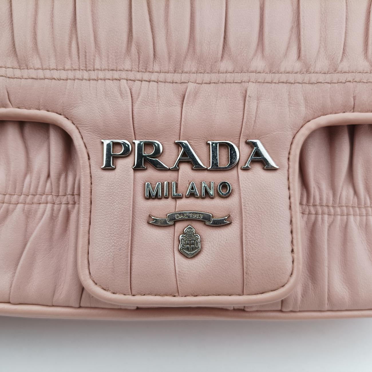 Pre-owned Prada Nappa Gaufre Pink Leather 1BD140 shoulderbag | stylenewstar