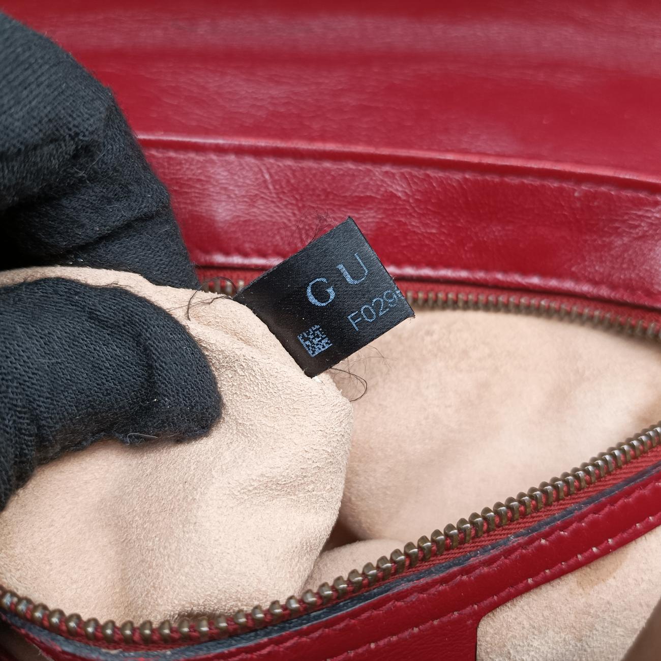 Pre-owned Gucci GG Marmont Black×red Leather 443497 shoulderbag | stylenewstar