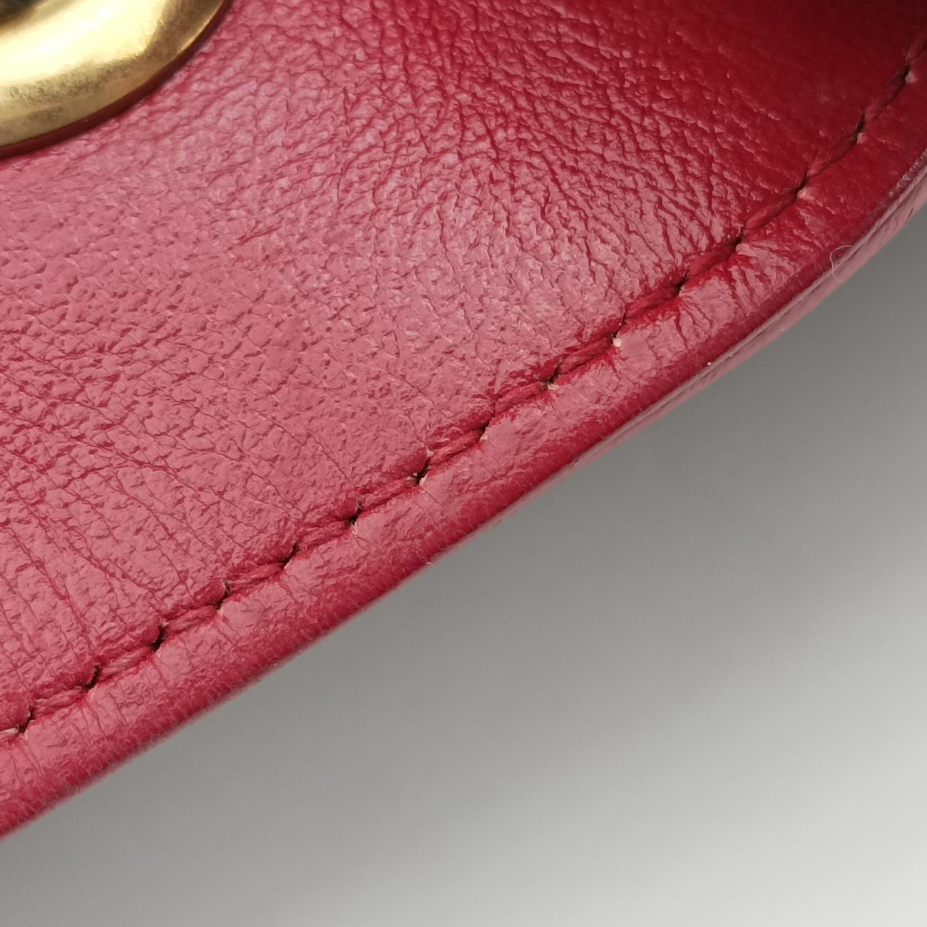 Pre-owned Gucci GG Marmont Black×red Leather 443497 shoulderbag | stylenewstar