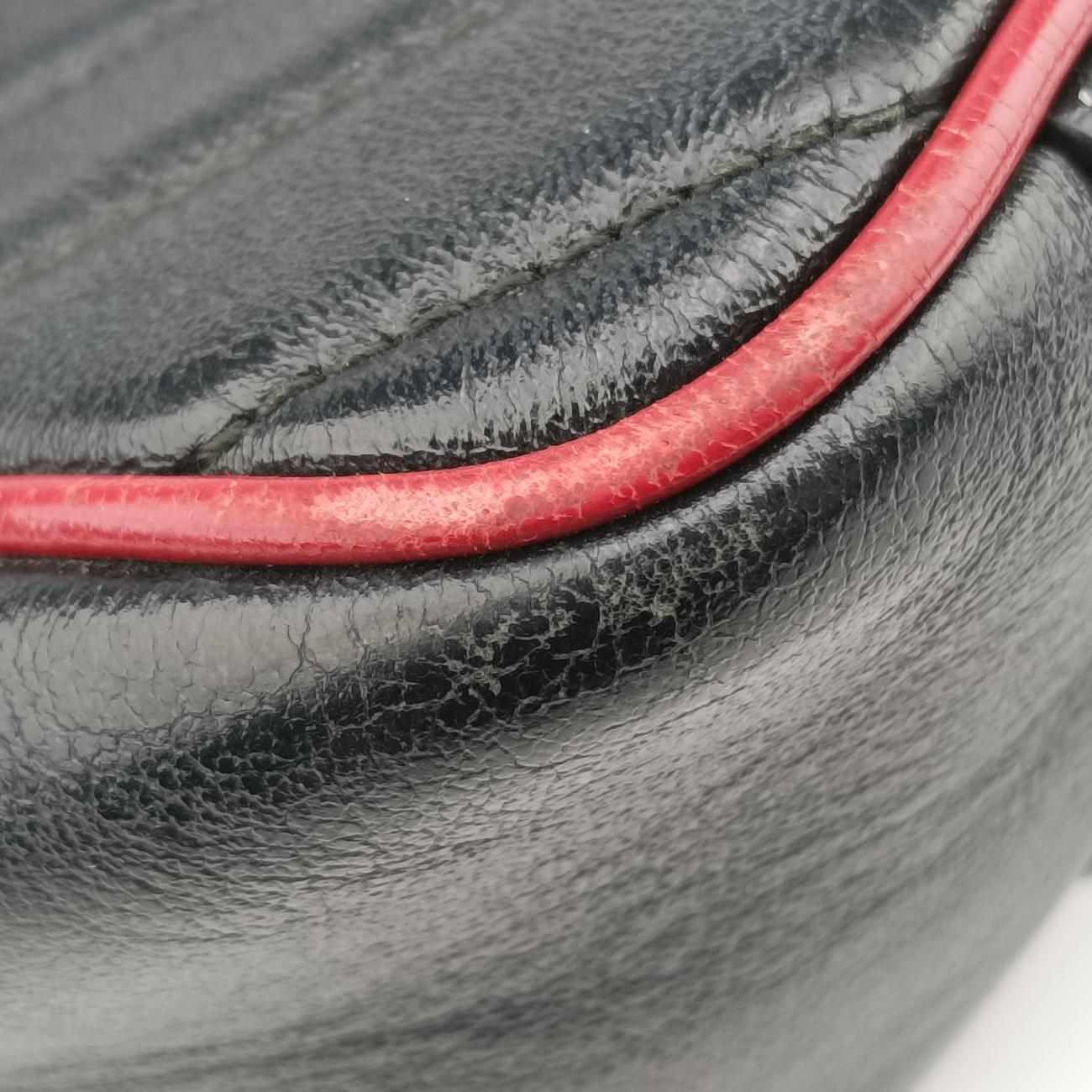 Pre-owned Gucci GG Marmont Black×red Leather 443497 shoulderbag | stylenewstar