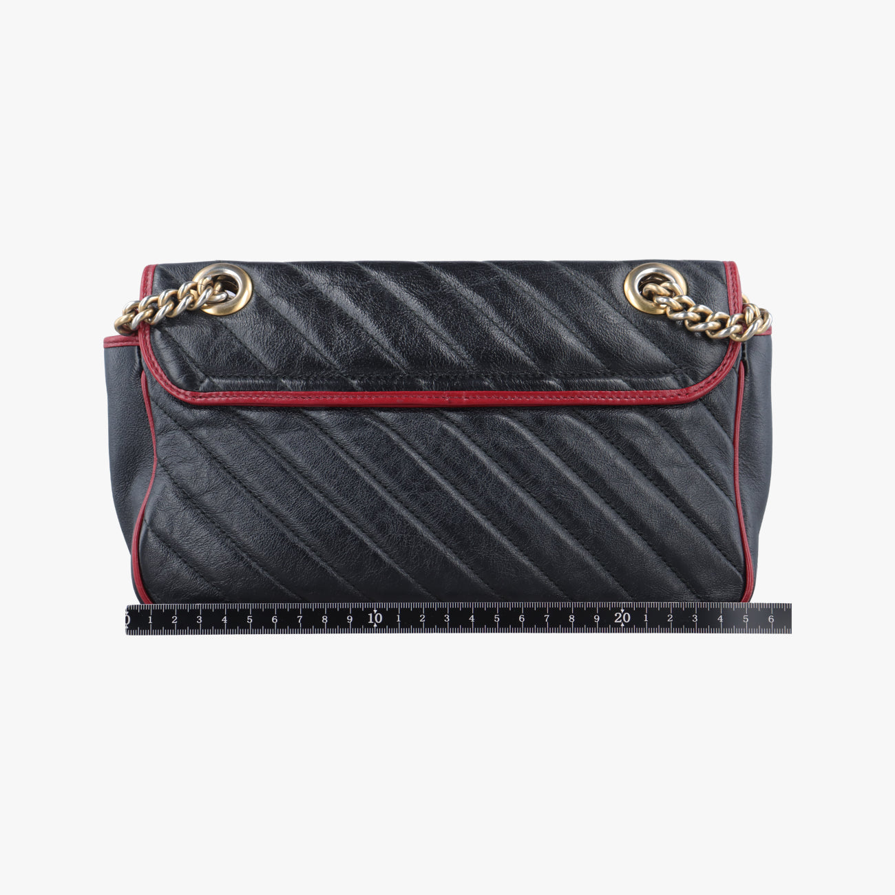 Pre-owned Gucci GG Marmont Black×red Leather 443497 shoulderbag | stylenewstar