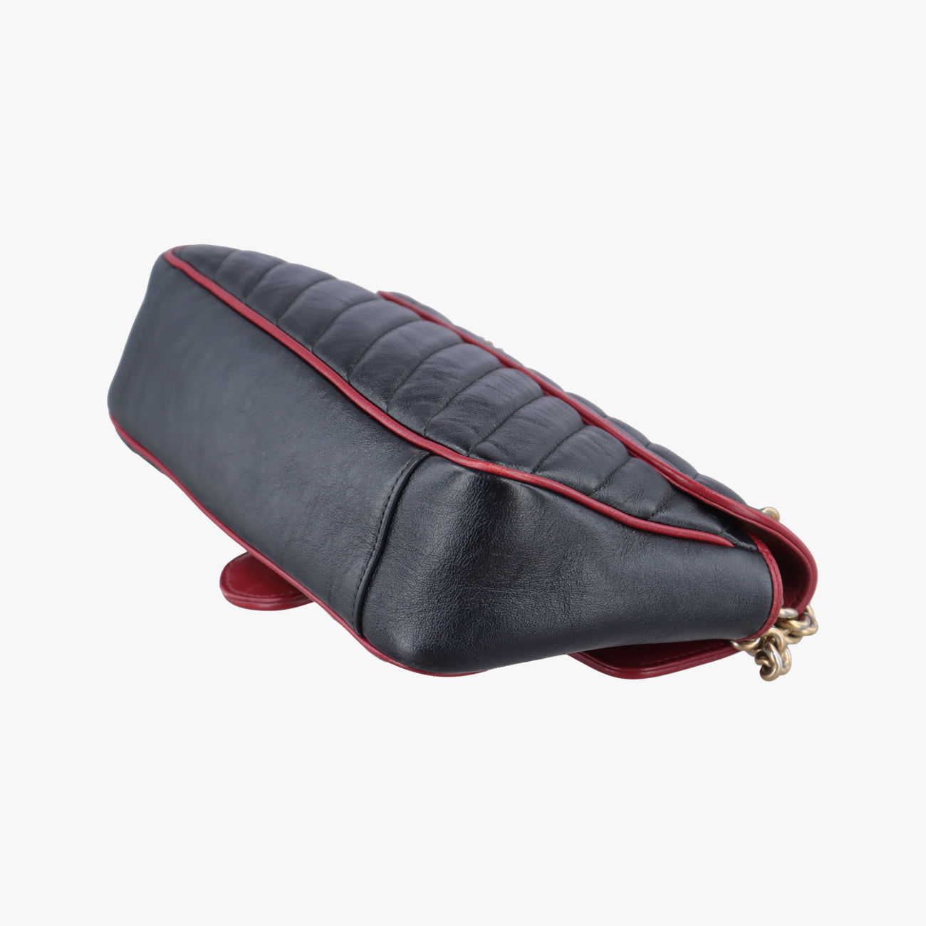 Pre-owned Gucci GG Marmont Black×red Leather 443497 shoulderbag | stylenewstar