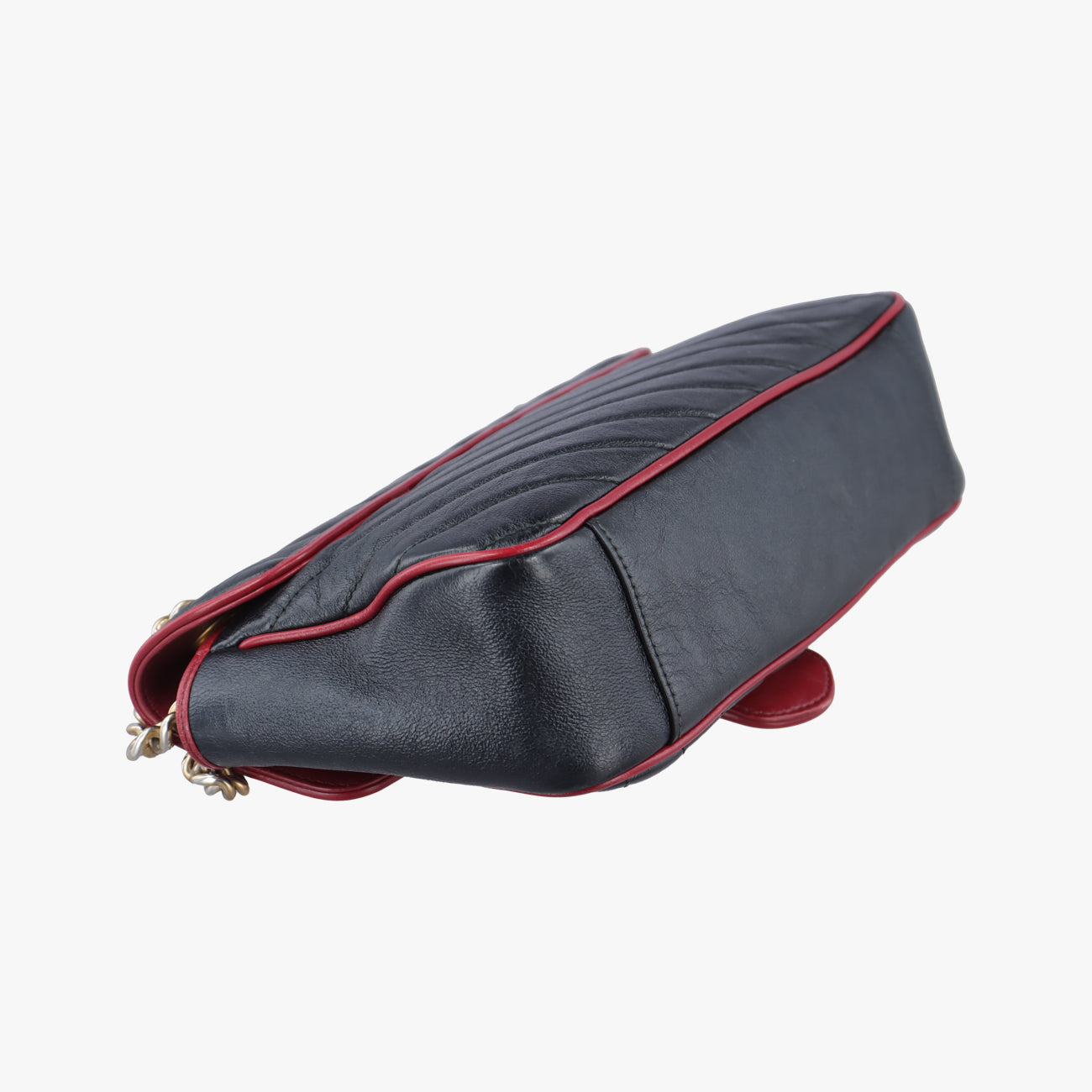 Pre-owned Gucci GG Marmont Black×red Leather 443497 shoulderbag | stylenewstar