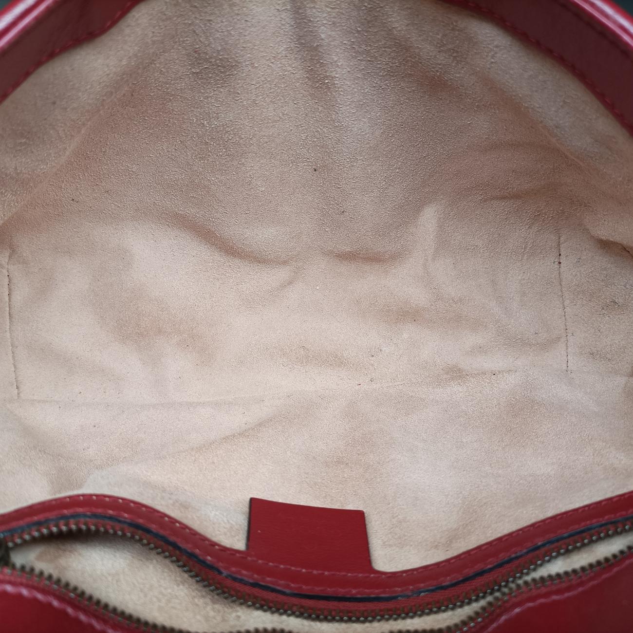 Pre-owned Gucci GG Marmont Black×red Leather 443497 shoulderbag | stylenewstar