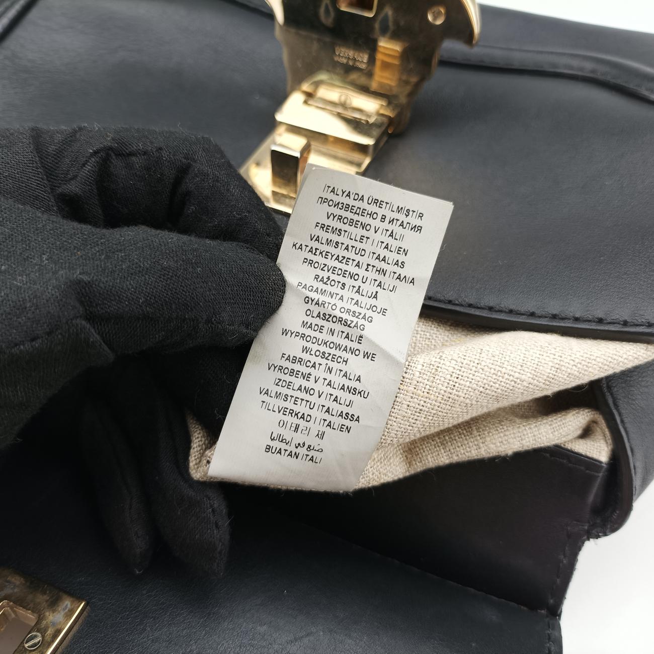 Pre-owned VERSACE Palazzo Empire Black Leather  shoulderbag | stylenewstar