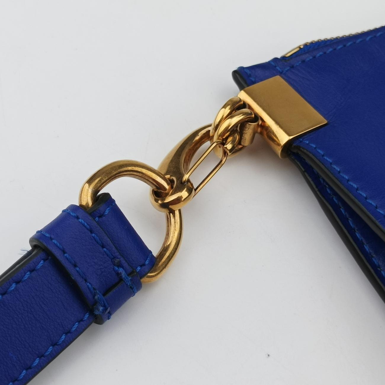 Pre-owned VERSACE La Medusa Blue Leather  shoulderbag | stylenewstar