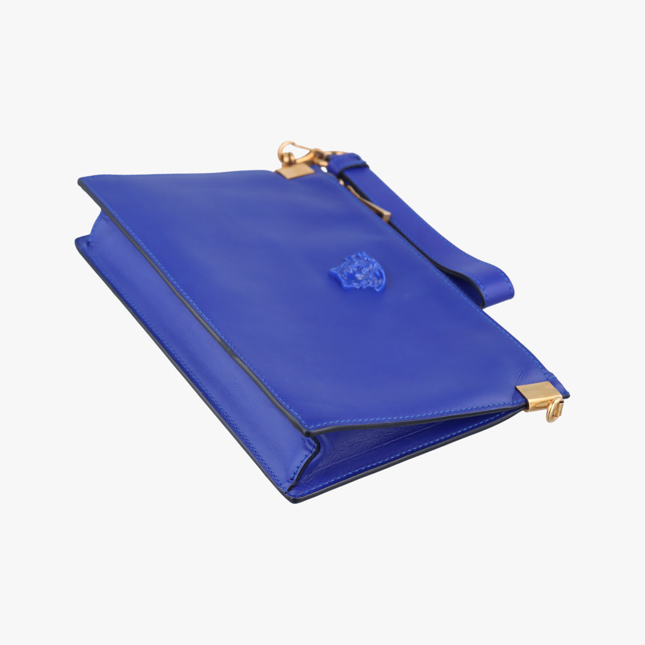 Pre-owned VERSACE La Medusa Blue Leather  shoulderbag | stylenewstar