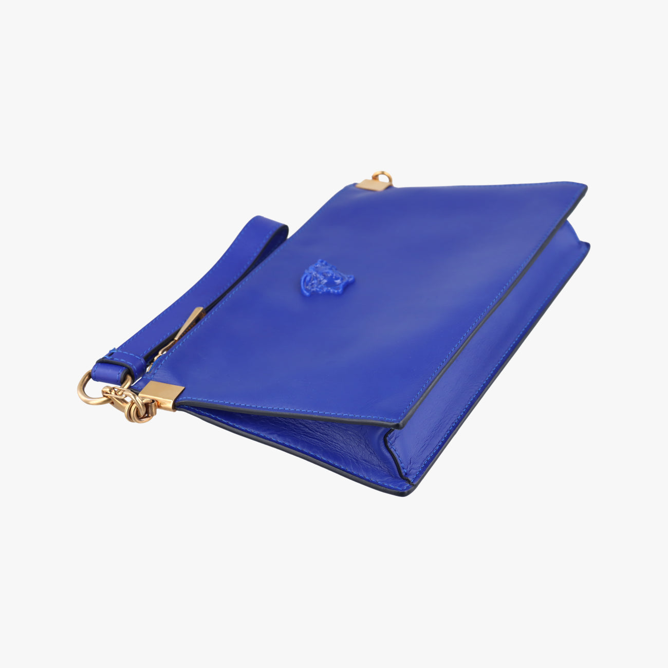 Pre-owned VERSACE La Medusa Blue Leather  shoulderbag | stylenewstar