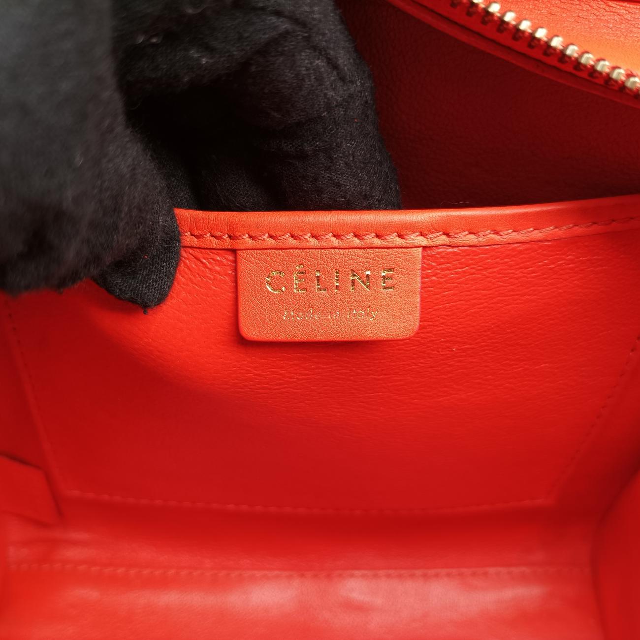 Pre-owned Celine luggage nano shopper Orange Leather  shoulderbag | stylenewstar