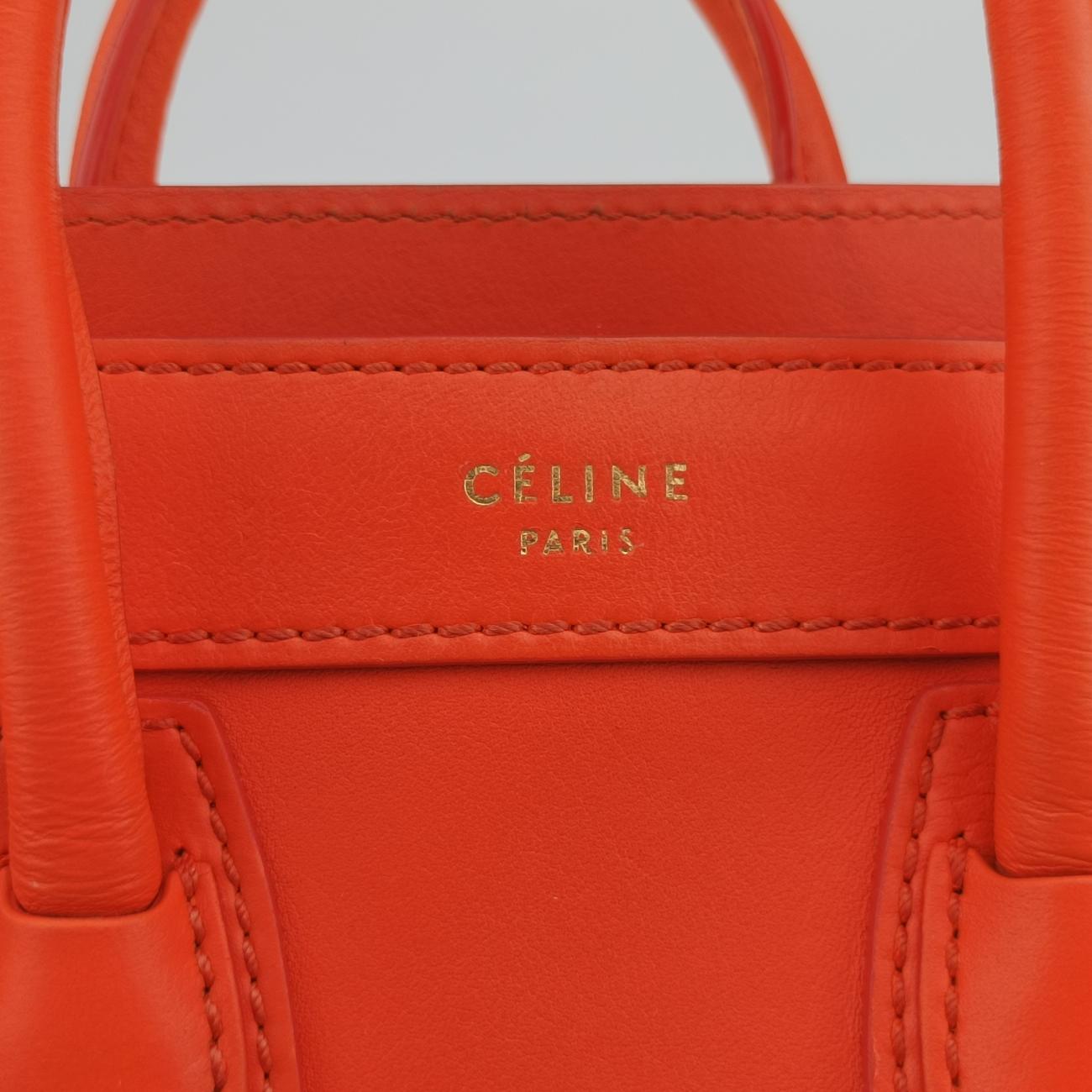 Pre-owned Celine luggage nano shopper Orange Leather  shoulderbag | stylenewstar