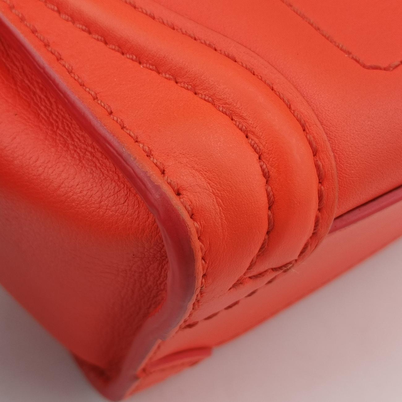 Pre-owned Celine luggage nano shopper Orange Leather  shoulderbag | stylenewstar