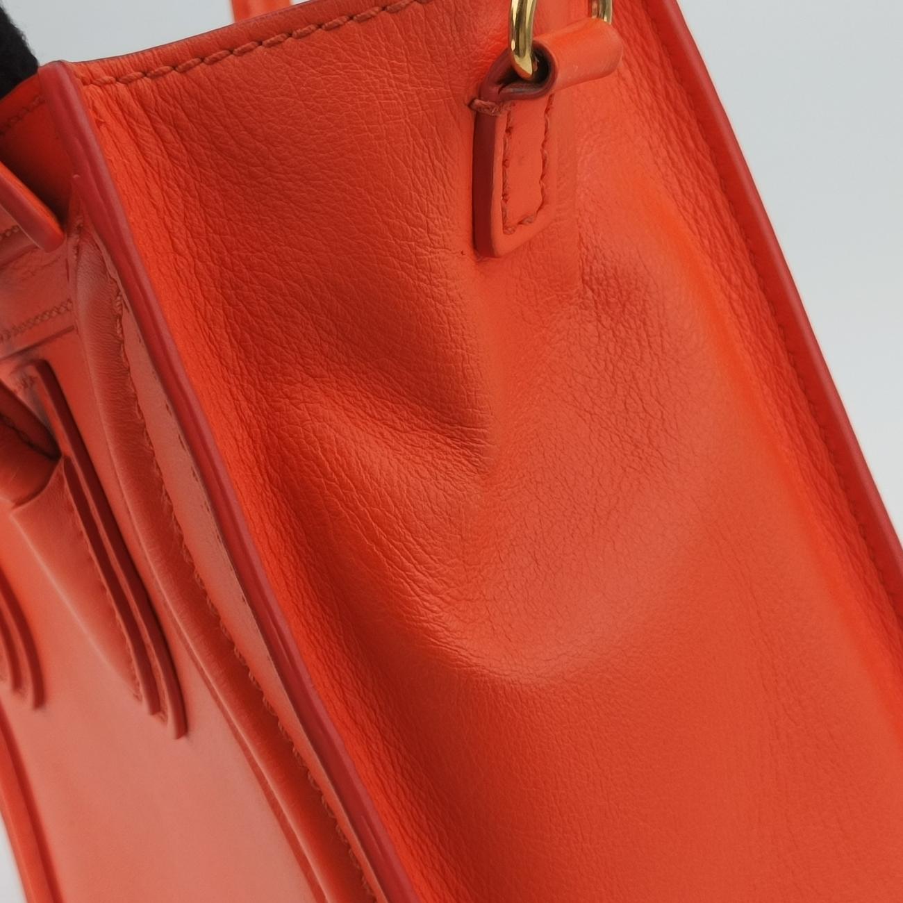 Pre-owned Celine luggage nano shopper Orange Leather  shoulderbag | stylenewstar