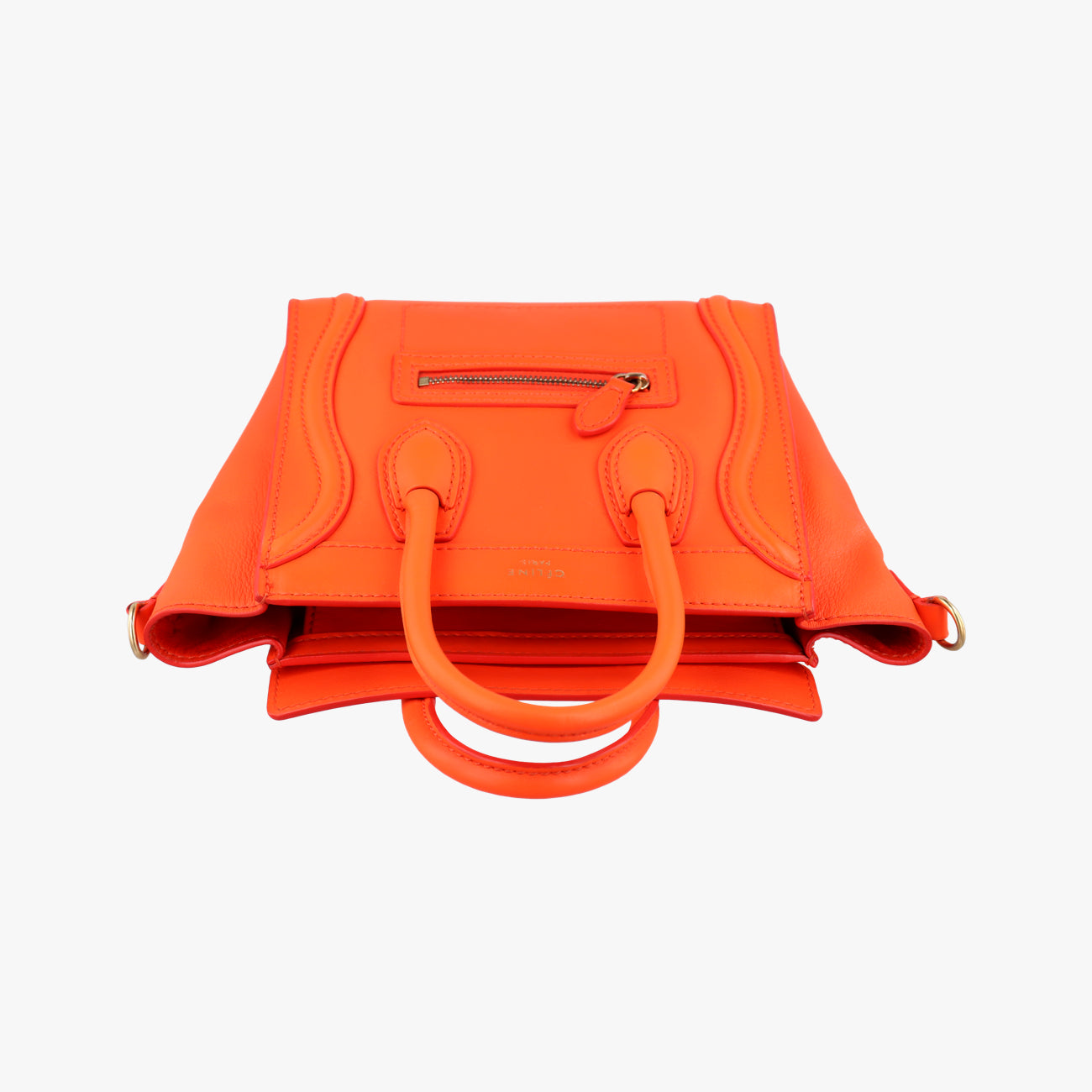 Pre-owned Celine luggage nano shopper Orange Leather  shoulderbag | stylenewstar