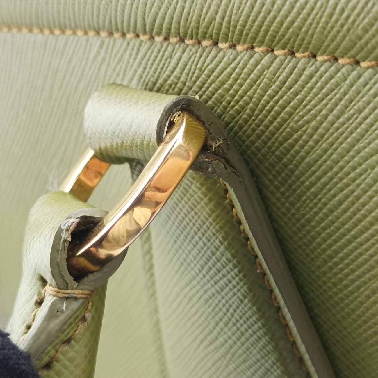 Vintage Prada Parabole Shopping Tote Green SAFFIANO Leather BN2401 handbag | stylenewstar